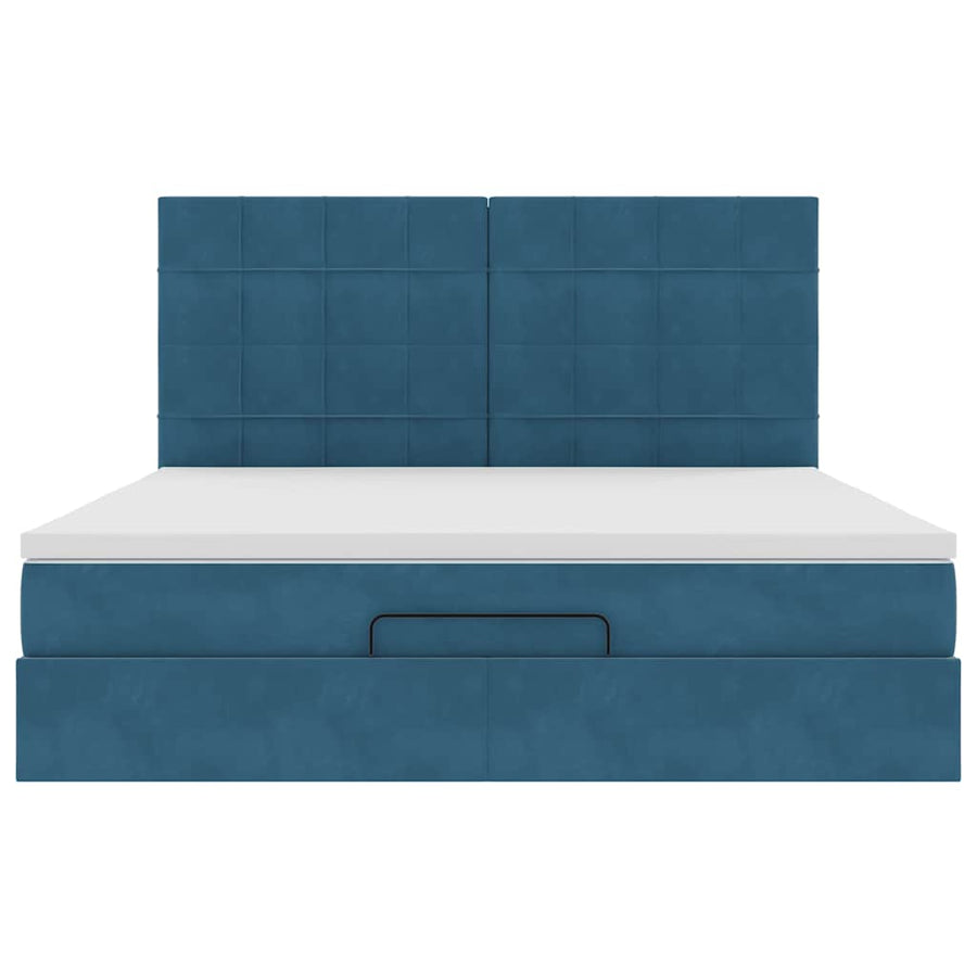 Ottoman bed met matrassen 160x200cm fluweel donkerblauw
