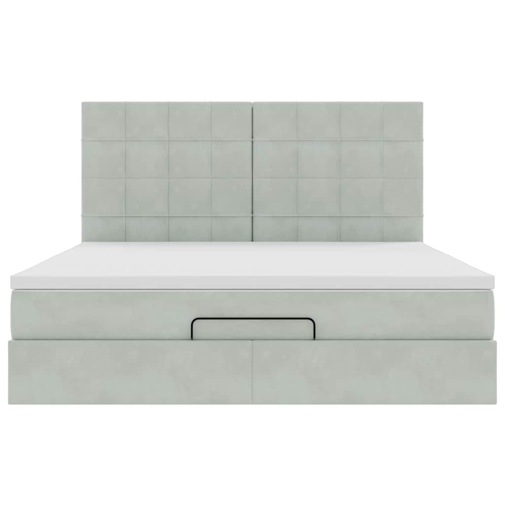 Ottoman bed met matrassen 180x200cm fluweel lichtgrijs