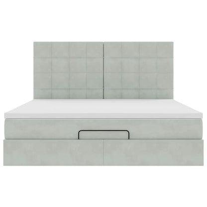 Ottoman bed met matrassen 180x200cm fluweel lichtgrijs