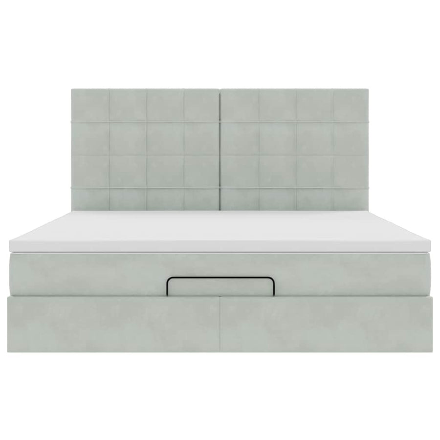 Ottoman bed met matrassen 180x200cm fluweel lichtgrijs