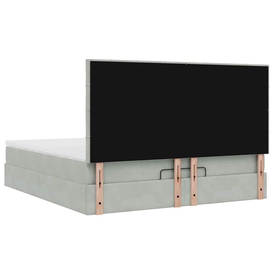 Ottoman bed met matrassen 180x200cm fluweel lichtgrijs