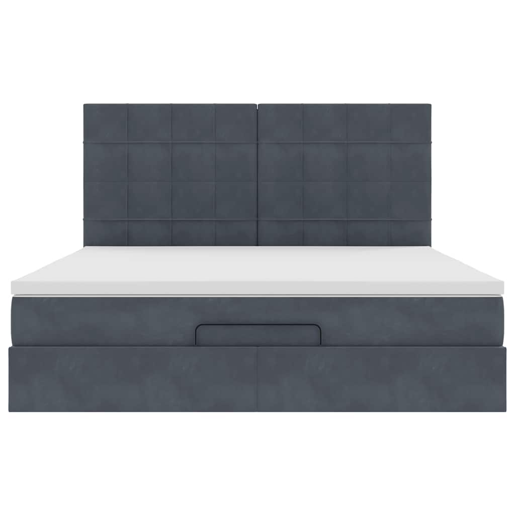 Ottoman bed met matrassen 180x200cm fluweel donkergrijs