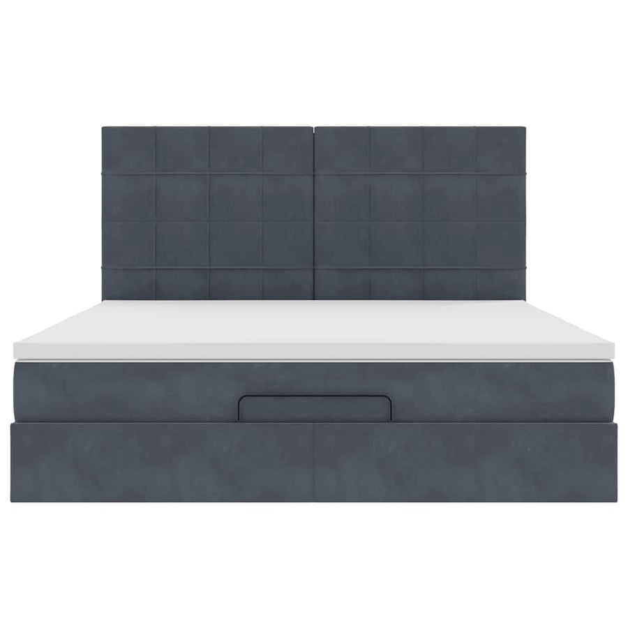 Ottoman bed met matrassen 180x200cm fluweel donkergrijs
