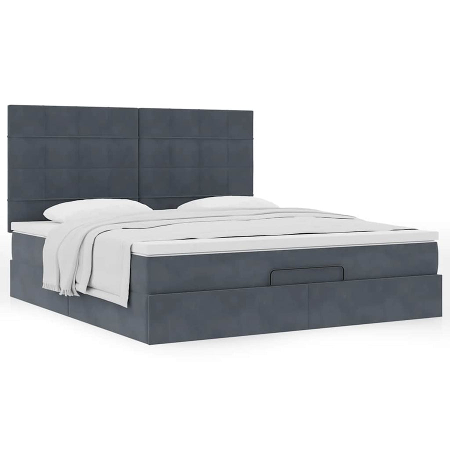 Ottoman bed met matrassen 180x200cm fluweel donkergrijs