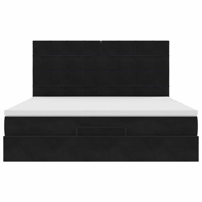 Ottoman Bed Met Matrassen 180X200Cm Fluweel 180 x 200 cm Zwart
