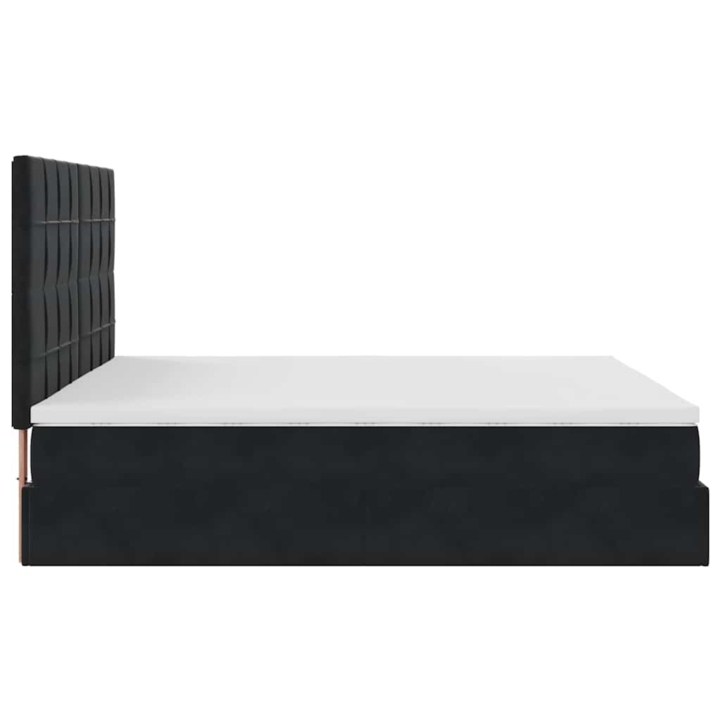 Ottoman Bed Met Matrassen 180X200Cm Fluweel 180 x 200 cm Zwart