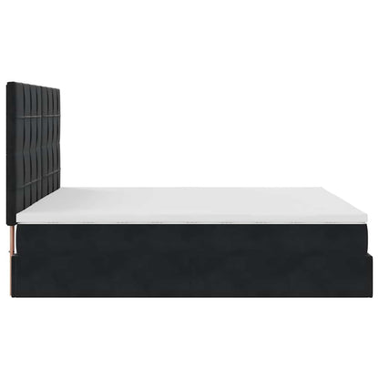 Ottoman Bed Met Matrassen 180X200Cm Fluweel 180 x 200 cm Zwart
