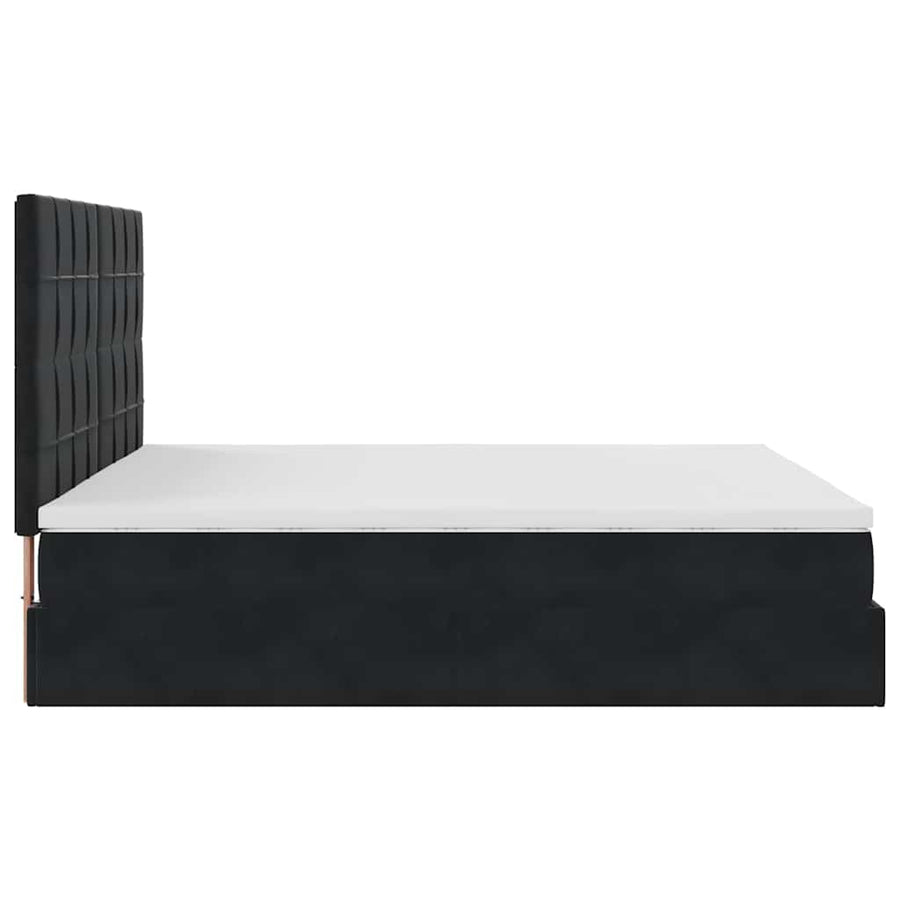 Ottoman Bed Met Matrassen 180X200Cm Fluweel 180 x 200 cm Zwart