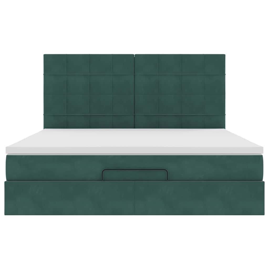 Ottoman bed met matrassen 180x200cm fluweel donkergroen