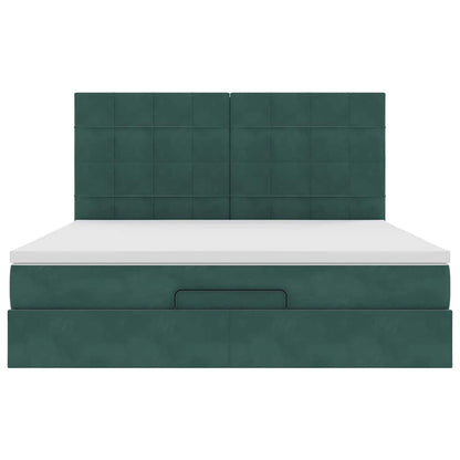 Ottoman bed met matrassen 180x200cm fluweel donkergroen