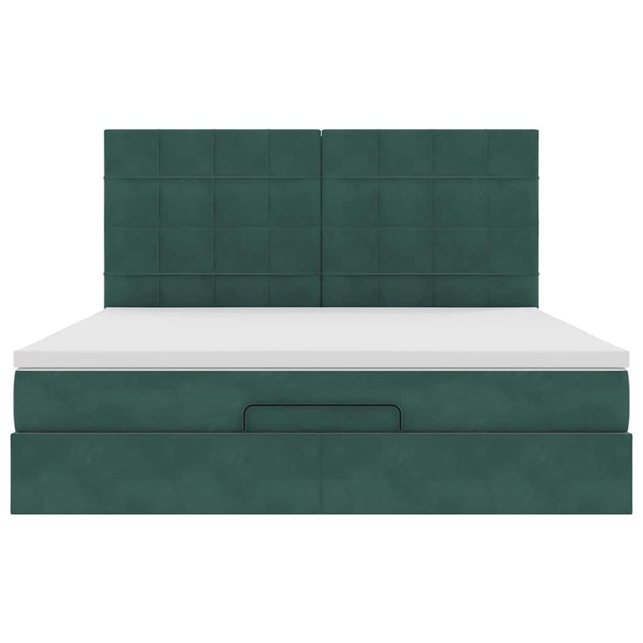 Ottoman bed met matrassen 180x200cm fluweel donkergroen