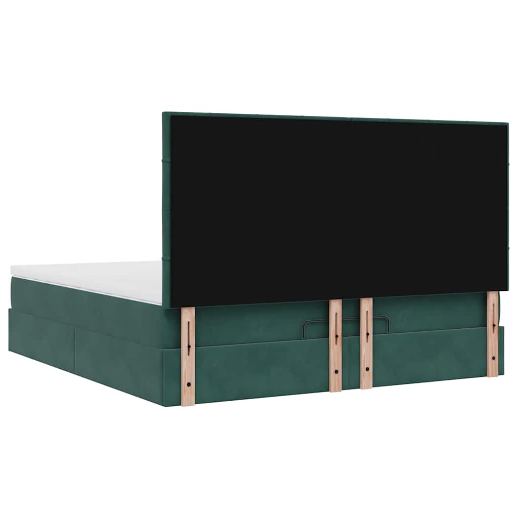 Ottoman bed met matrassen 180x200cm fluweel donkergroen