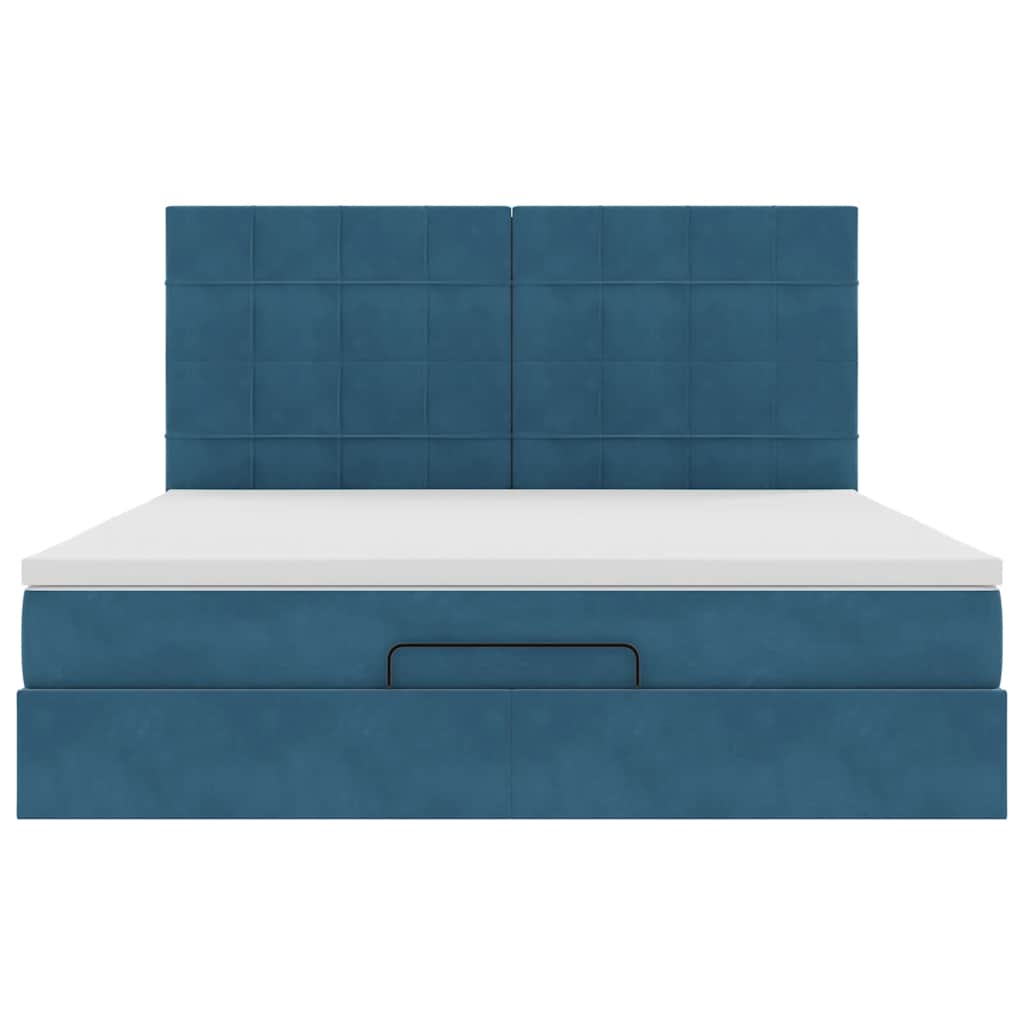 Ottoman bed met matrassen 180x200cm fluweel donkerblauw