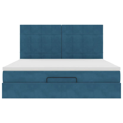 Ottoman bed met matrassen 180x200cm fluweel donkerblauw