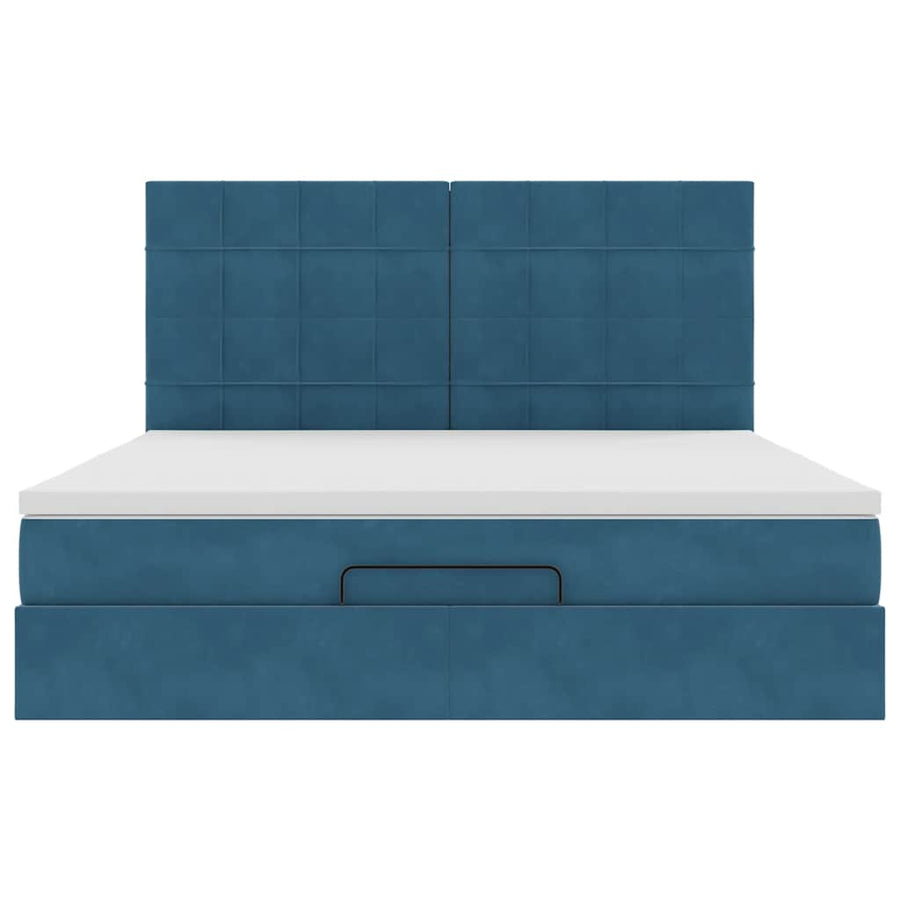 Ottoman bed met matrassen 180x200cm fluweel donkerblauw