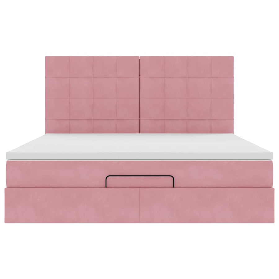 Ottoman bed met matrassen 180x200cm fluweel roze