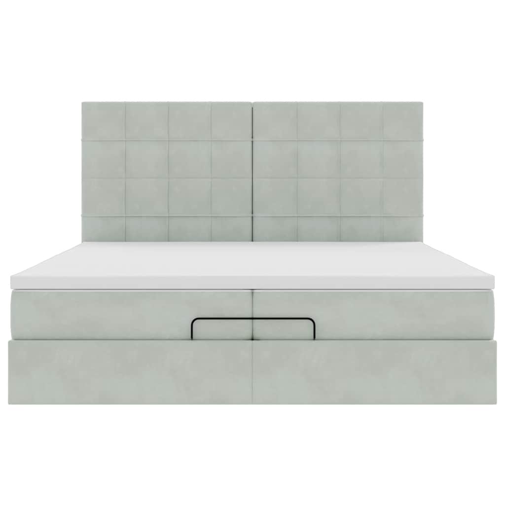 Ottoman bed met matrassen 200x200cm fluweel lichtgrijs