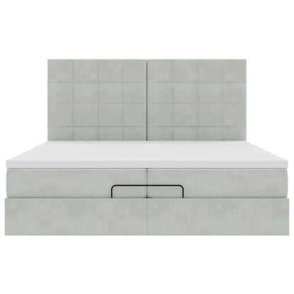 Ottoman bed met matrassen 200x200cm fluweel lichtgrijs