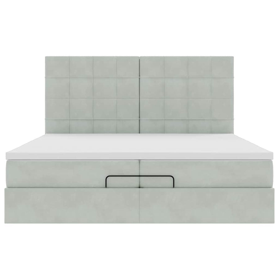 Ottoman bed met matrassen 200x200cm fluweel lichtgrijs