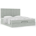 Ottoman bed with mattresses 200x200cm velvet light grey