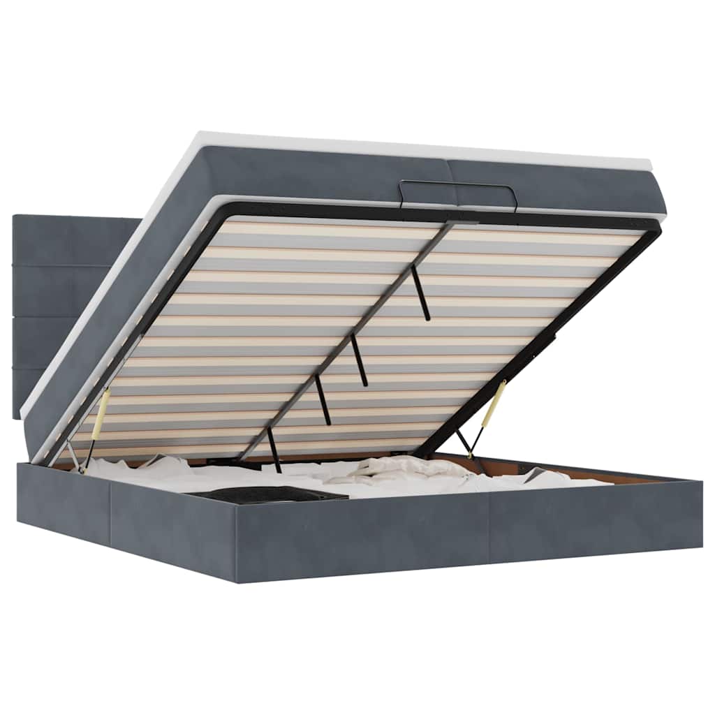 Ottoman bed met matrassen 200x200cm fluweel donkergrijs