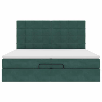 Ottoman Bed Met Matrassen 200X200Cm Fluweel Donkergroen