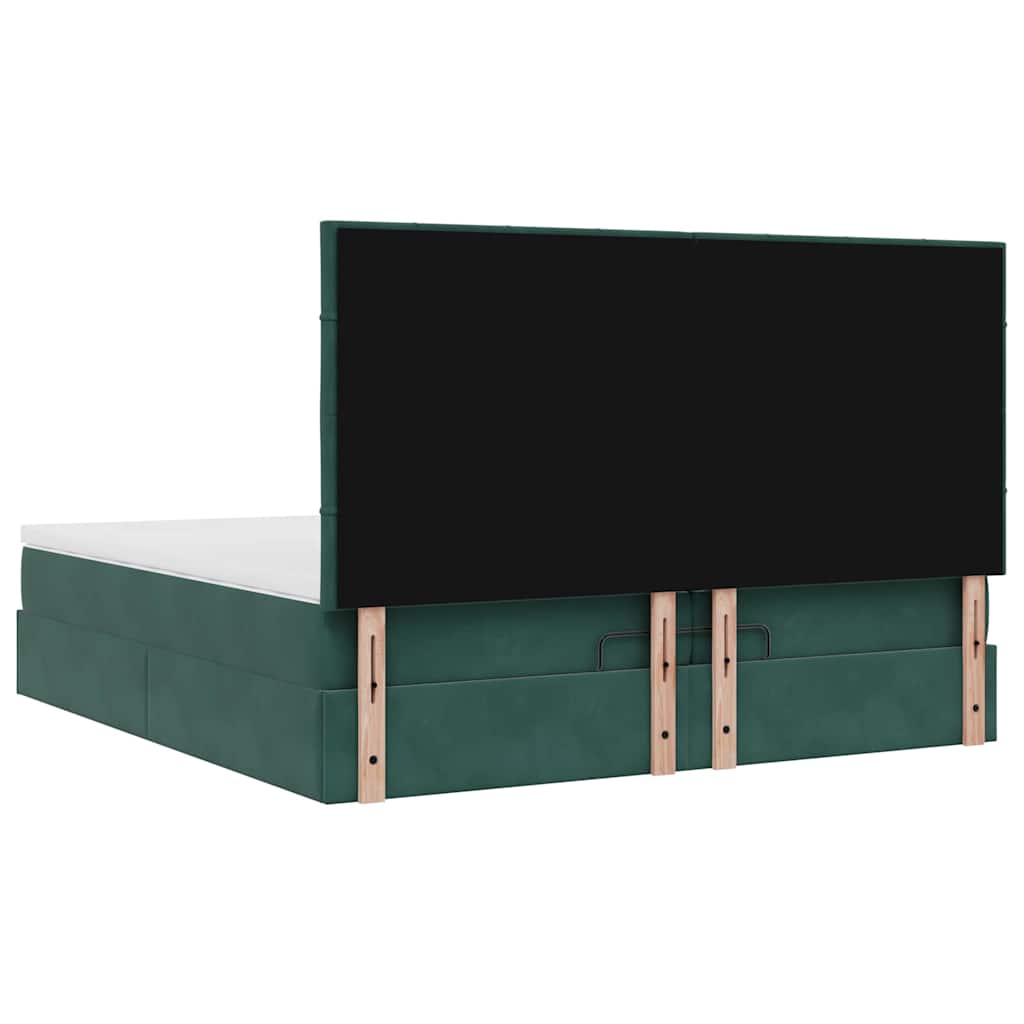 Ottoman Bed Met Matrassen 200X200Cm Fluweel Donkergroen