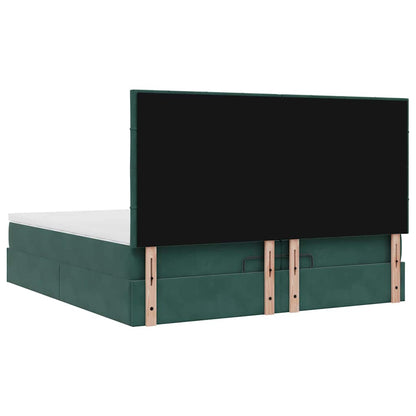 Ottoman Bed Met Matrassen 200X200Cm Fluweel Donkergroen