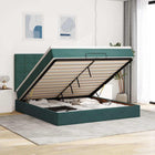 Ottoman bed with mattresses 200x200cm velvet dark green