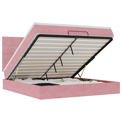 Ottoman bed met matrassen 200x200cm fluweel roze