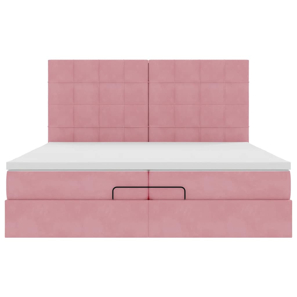 Ottoman bed met matrassen 200x200cm fluweel roze