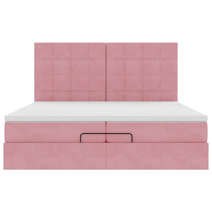 Ottoman bed met matrassen 200x200cm fluweel roze