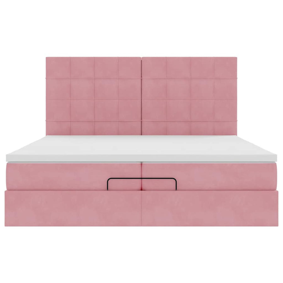 Ottoman bed met matrassen 200x200cm fluweel roze