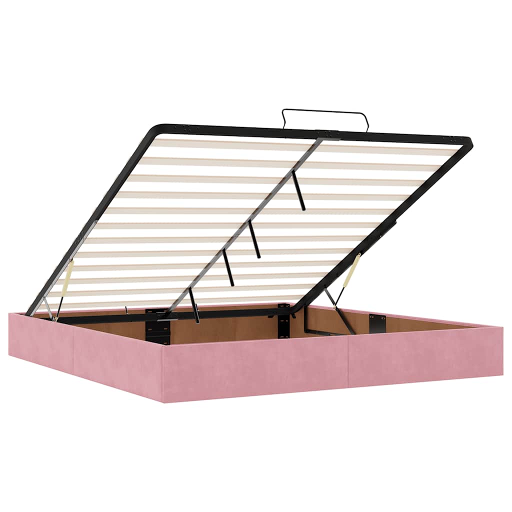 Ottoman bed met matrassen 200x200cm fluweel roze
