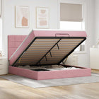 Ottomaans bed 200x200 cm fluweel roze