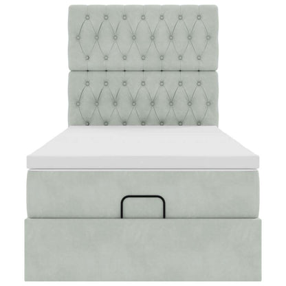 Ottoman bed met matrassen 80x200cm fluweel lichtgrijs
