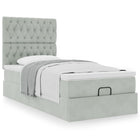 Ottoman bed 80x200 cm fluweel lichtgrijs met opbergruimte