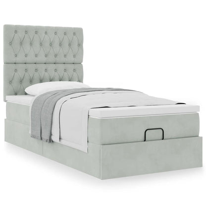 Ottoman bed met matrassen 80x200cm fluweel lichtgrijs