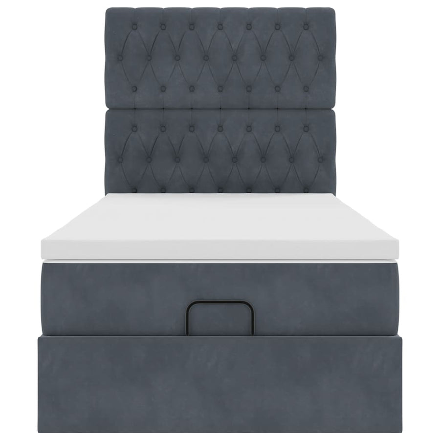 Ottoman bed met matrassen 80x200cm fluweel donkergrijs