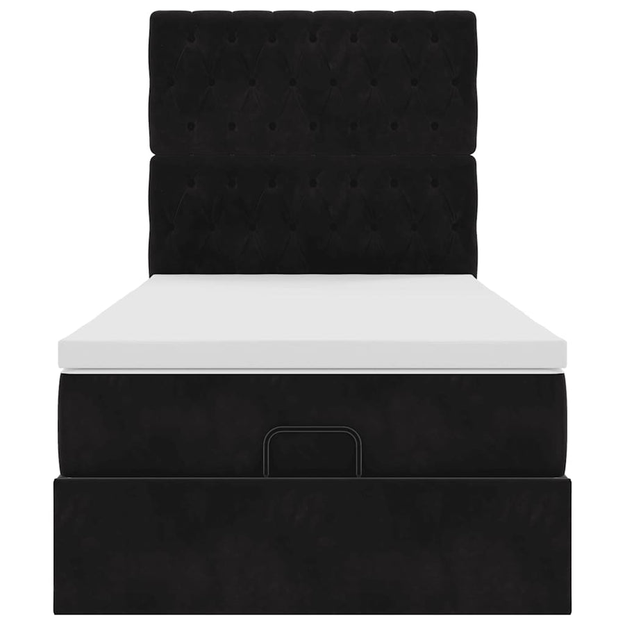 Ottoman bed met matrassen 80x200cm fluweel zwart