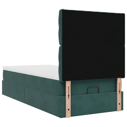 Ottoman bed met matrassen 80x200cm fluweel donkergroen