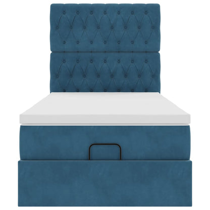 Ottoman bed met matrassen 80x200cm fluweel donkerblauw