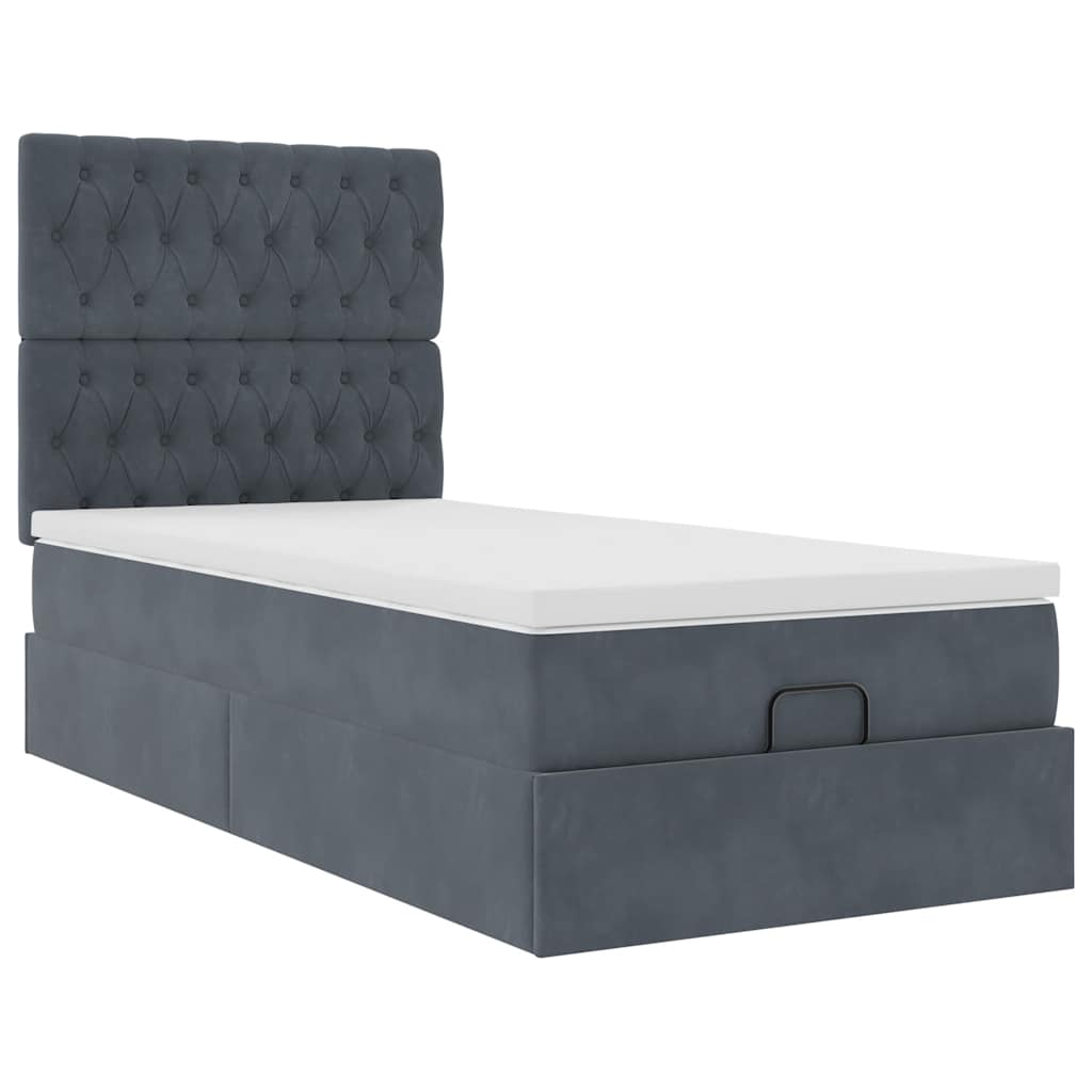 Ottoman bed met matrassen 90x190cm fluweel donkergrijs