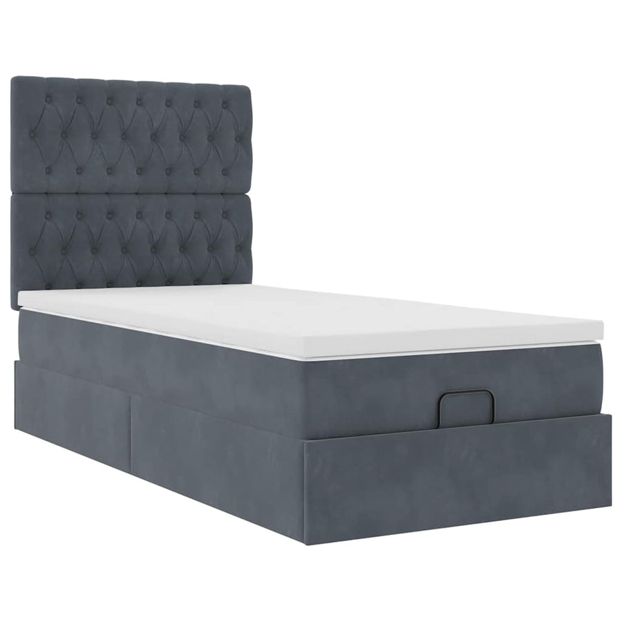 Ottoman bed met matrassen 90x190cm fluweel donkergrijs