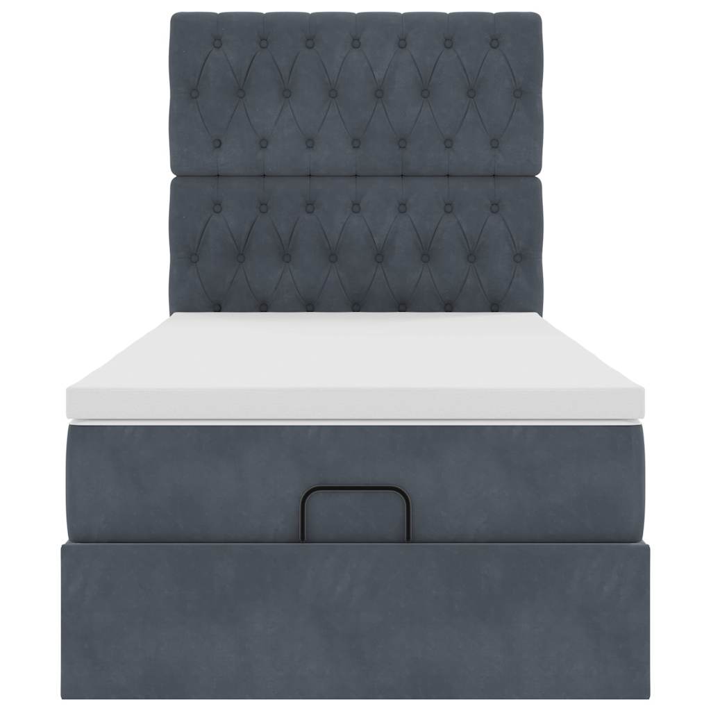 Ottoman bed met matrassen 90x190cm fluweel donkergrijs