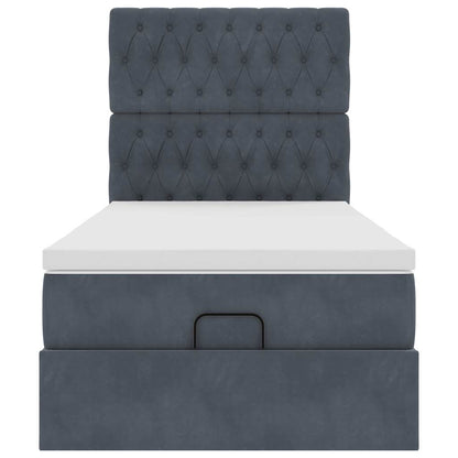 Ottoman bed met matrassen 90x190cm fluweel donkergrijs