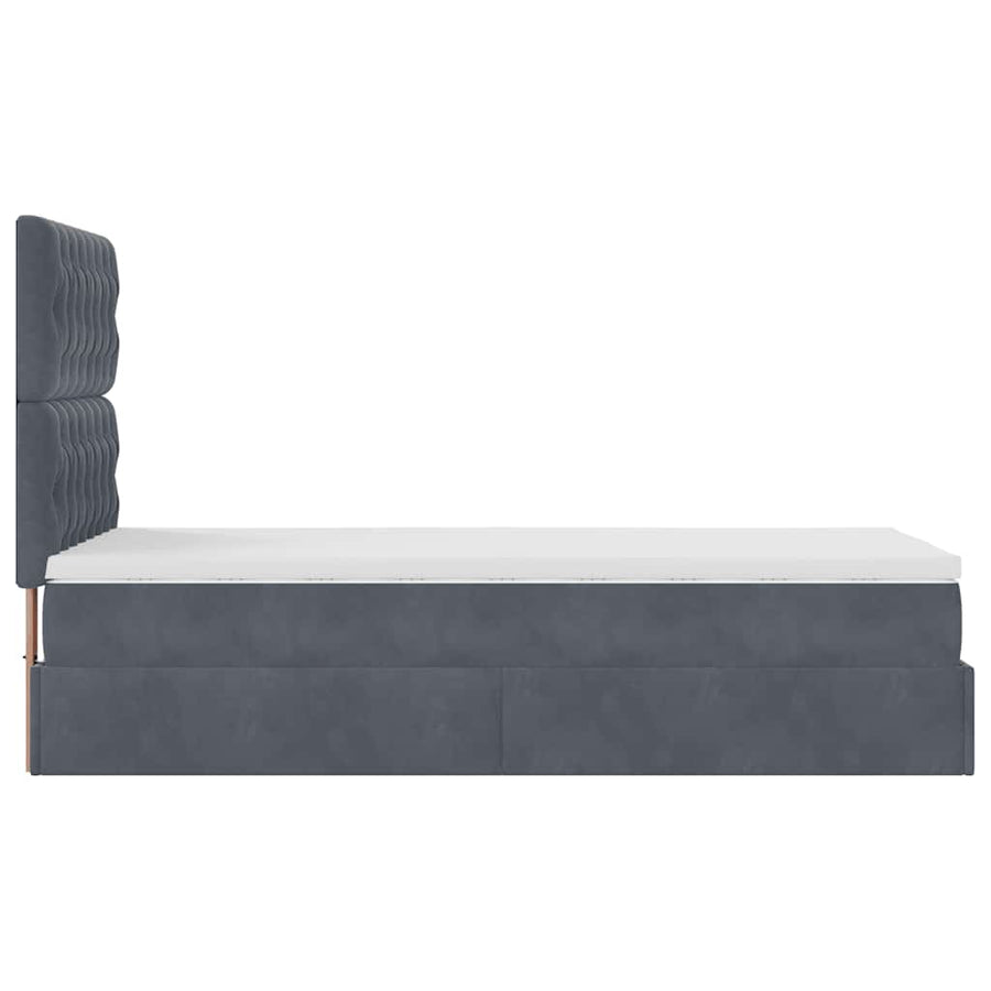 Ottoman bed met matrassen 90x190cm fluweel donkergrijs