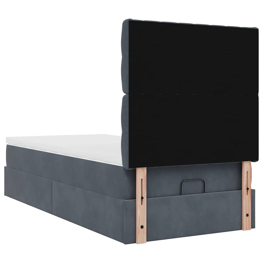 Ottoman bed met matrassen 90x190cm fluweel donkergrijs
