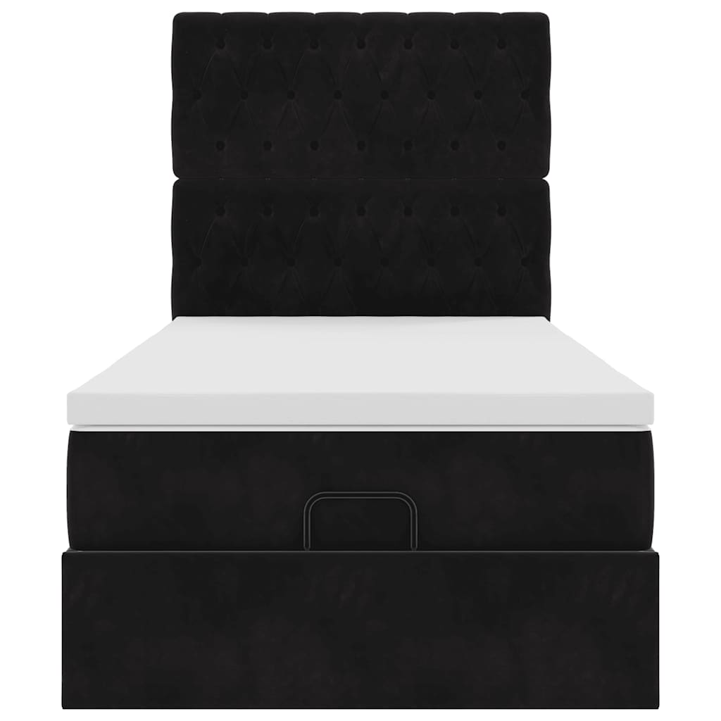 Ottoman bed met matrassen 90x190cm fluweel zwart