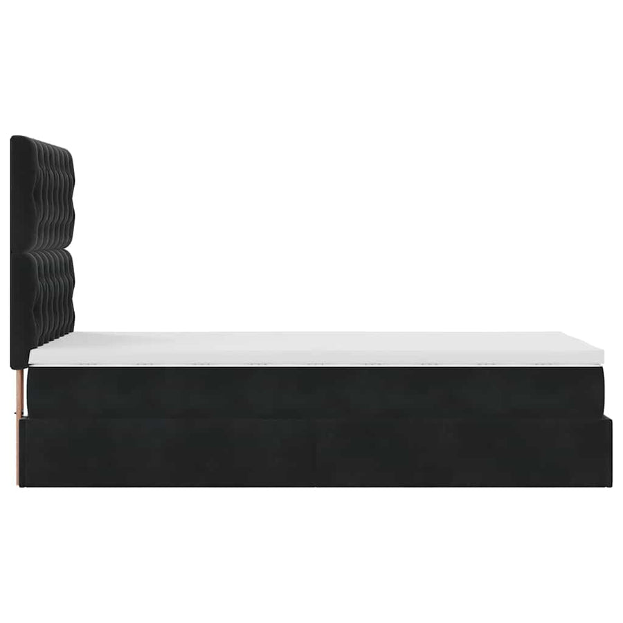 Ottoman bed met matrassen 90x190cm fluweel zwart